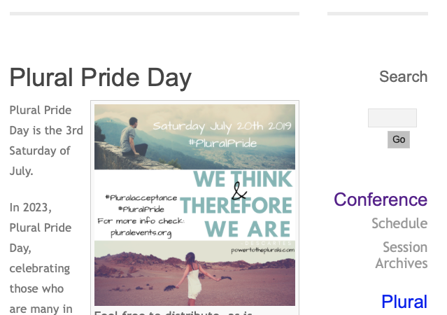 Image of the Plural Events Plural Pride Day page.